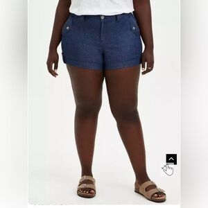 Torrid Chambray Military Shorts Denim Blue 16 NWT